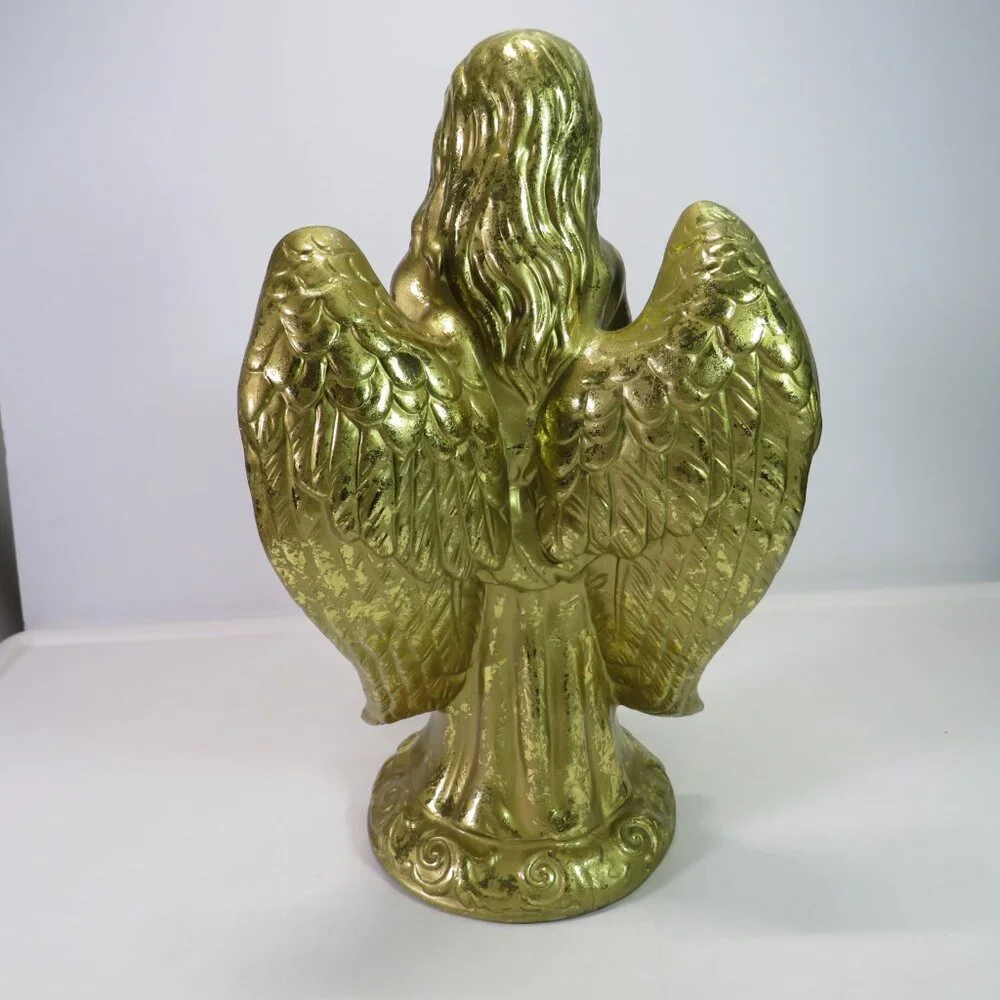 Gold Foil Ceramic Angel with candle holder 12